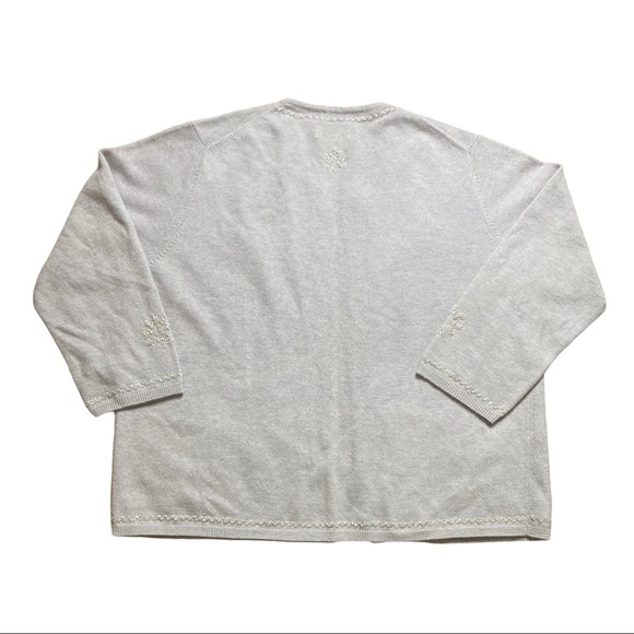 L.L. Bean Light Blue Snowflake Cardigan - Picture 2 of 10